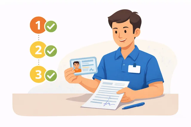 Clerk reviewing photo ID requirements for a Western Union transfer in Delta, BC.